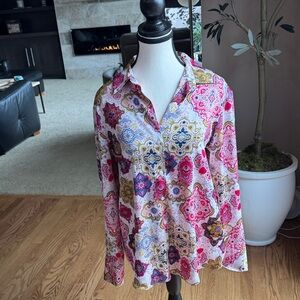 cupcakes & cashmere Pink Multi Paisley Button-Front Shirt